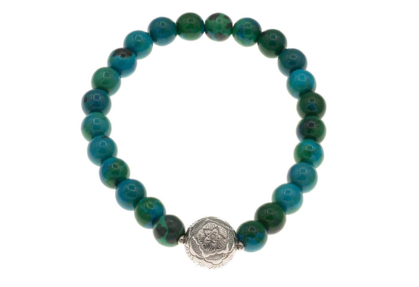 Bella Carina Perlenarmband Armband mit Chrysokoll Edelstein Perlen und Silber Perle Blume, mit einer Perle aus 925 Silber von Bella Carina