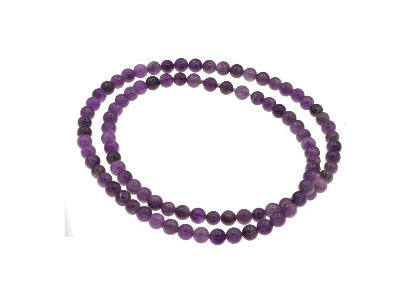 Bella Carina Perlenkette Amethyst Kette mit 8 mm Perlen 80 cm Länge geschlossen, geschlossene Kette von Bella Carina