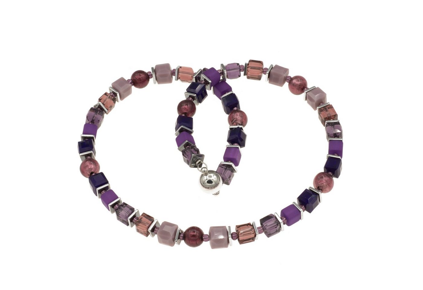 Bella Carina Perlenkette Glaswürfel Kette mit Polaris Würfeln und Murano Glas Perlen violett, mit Glaswürfeln und Murano Glas Perlen von Bella Carina