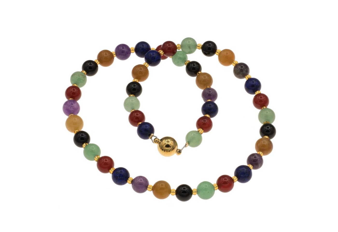 Bella Carina Perlenkette Kette mit Edelstein Perlen Amethyst Jade Onyx Lapislazuli Aventurin, Onyx. Aventurin, Karneol, Amethyst und Jade von Bella Carina