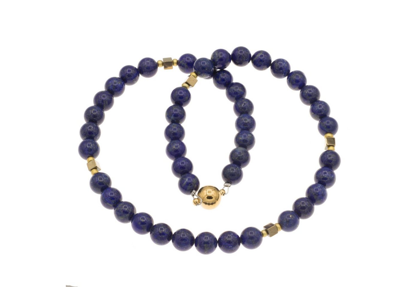 Bella Carina Perlenkette Kette mit Lapislazuli und goldfarbenen Hämatit Würfeln, mit hochwertigem Lapislazuli von Bella Carina