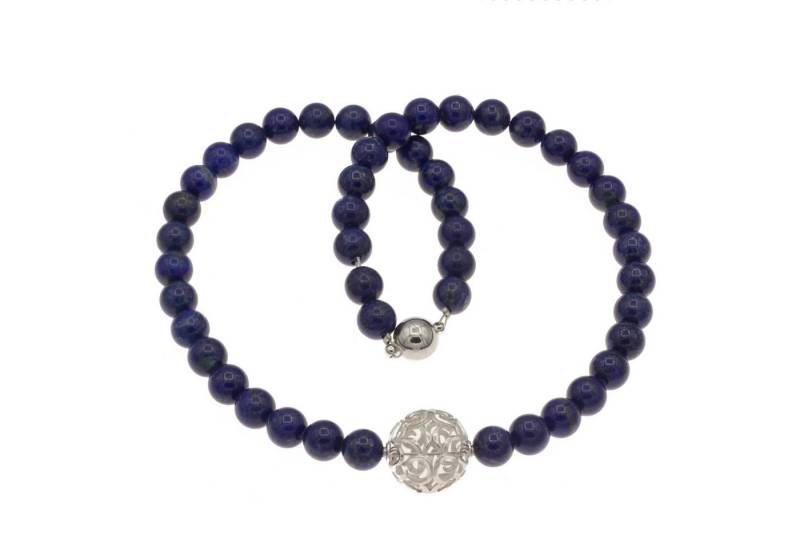 Bella Carina Perlenkette Kette mit Lapislazuli und großer Silberperle, mit hochwertigem Lapislazuli von Bella Carina