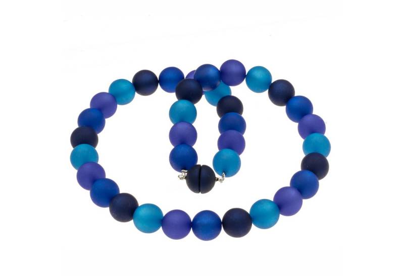 Perlenkette Kette mit Polaris Perlen 14 mm 4 blau Töne, mit echten Polaris Perlen von Bella Carina