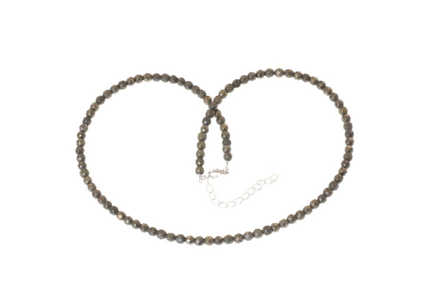 Bella Carina Perlenkette Kette mit Pyrit Perlen 4 mm facettiert, Silber Karabiner von Bella Carina