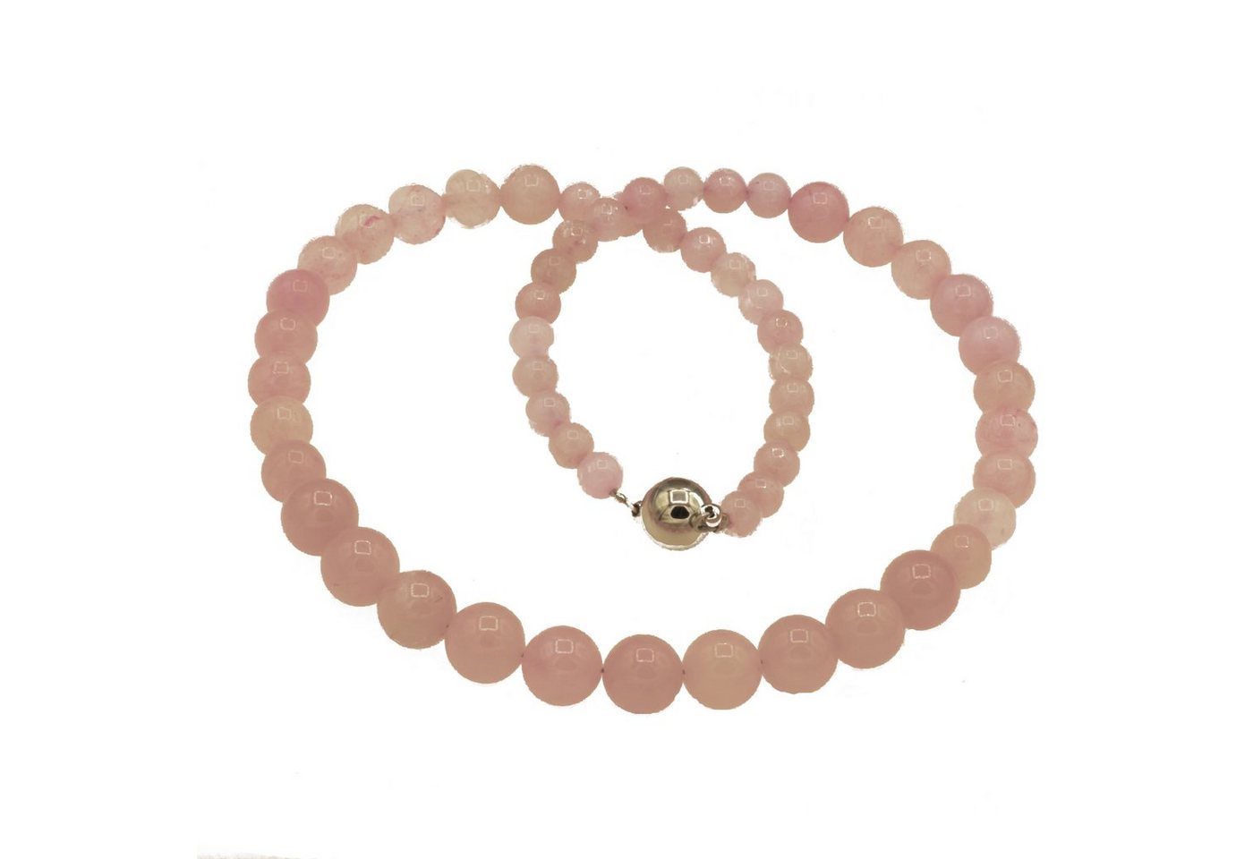 Bella Carina Perlenkette Kette mit Rosenquarz 6 - 10 mm Perlen, Magnetverschuss, mit Rosenquarz von Bella Carina