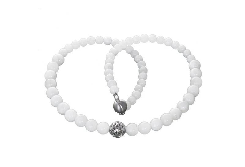 Bella Carina Perlenkette Kette mit echtem Mondstein und Silber Perle, Mondstein mit Silberperle von Bella Carina