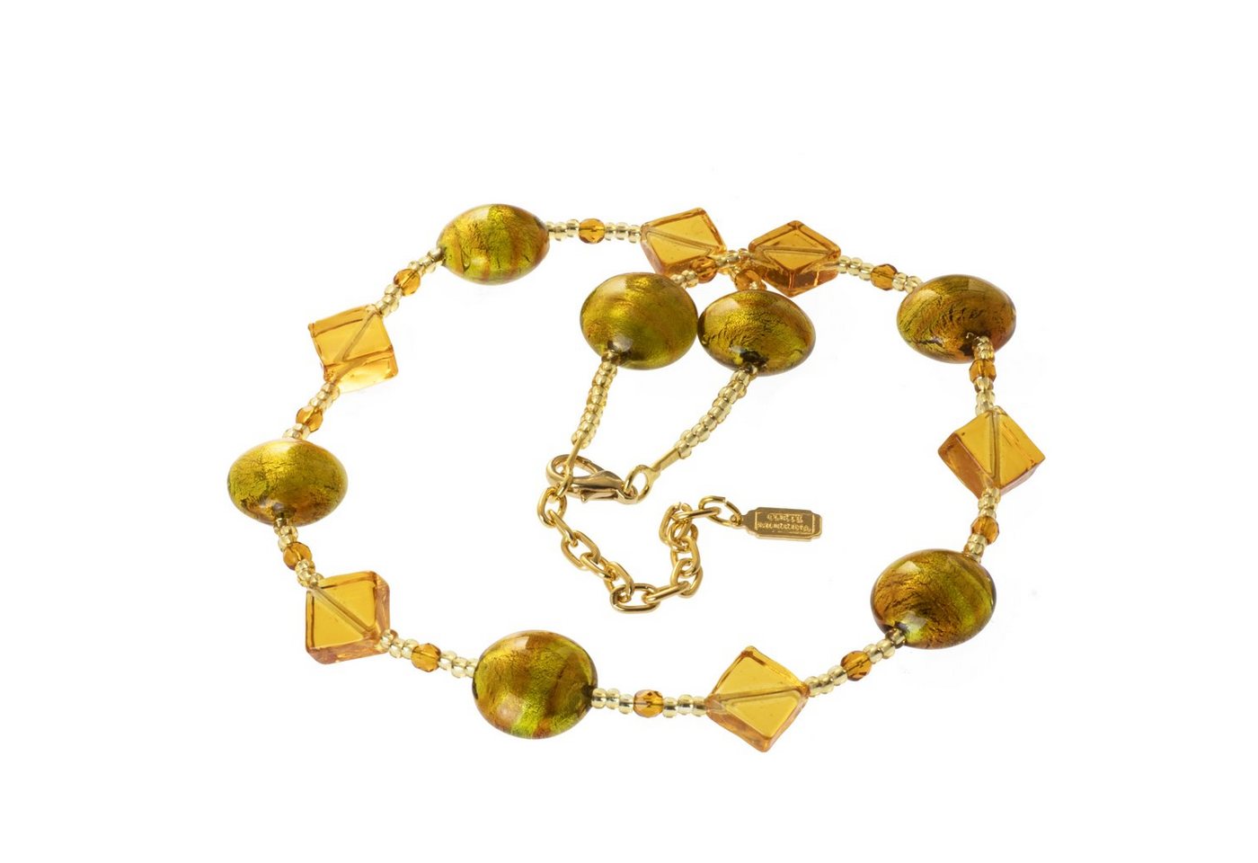 Perlenkette Kette mit echtem Murano Glas Perlen aus Murano / Venedig gold braun von Bella Carina