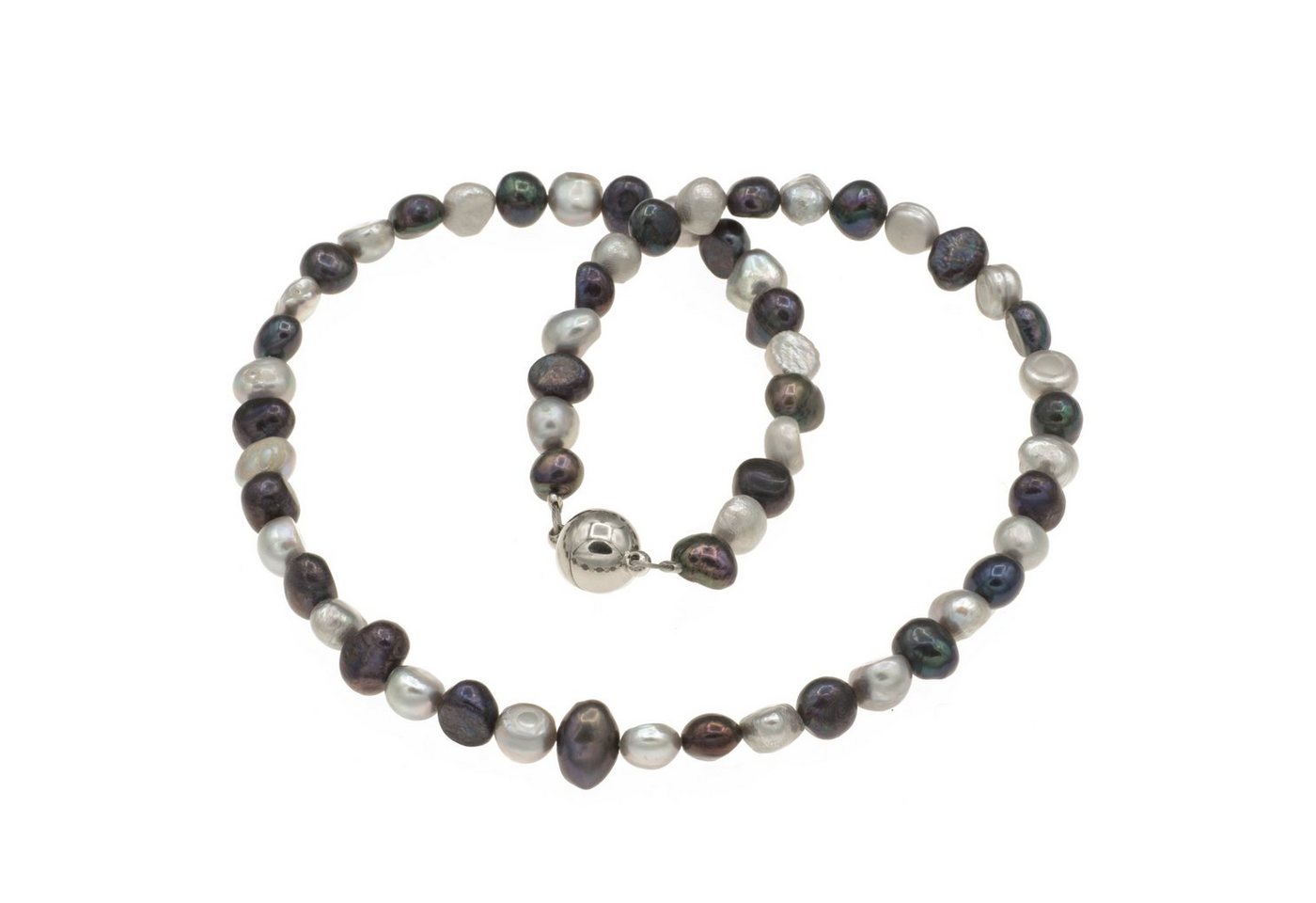 Bella Carina Perlenkette Kette mit echten Zuchtperlen Süßwasser Perlen grau, mit echten Zuchtperlen in unregelmäßiger Form von Bella Carina