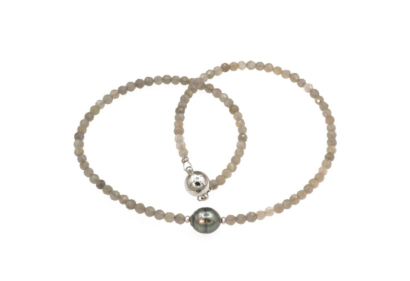 Bella Carina Perlenkette Kette mit einer echten Tahiti Perle und Labradorit, mit einer echten Tahiti Perle von Bella Carina