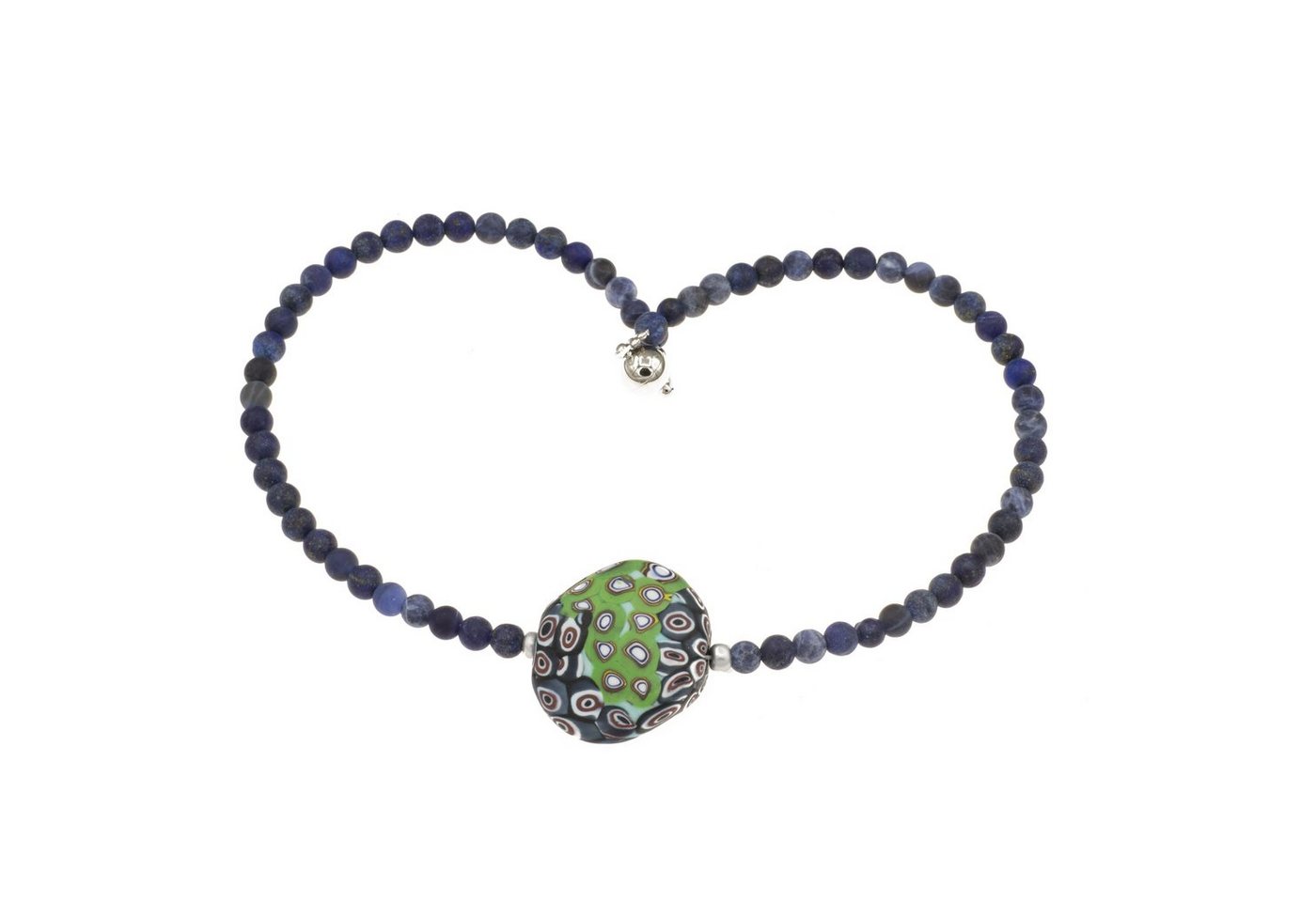 Bella Carina Perlenkette Kette mit einer großen Murano Glas Mosaik Perle und Lapislazuli, mit echtem Murano Glas von Bella Carina