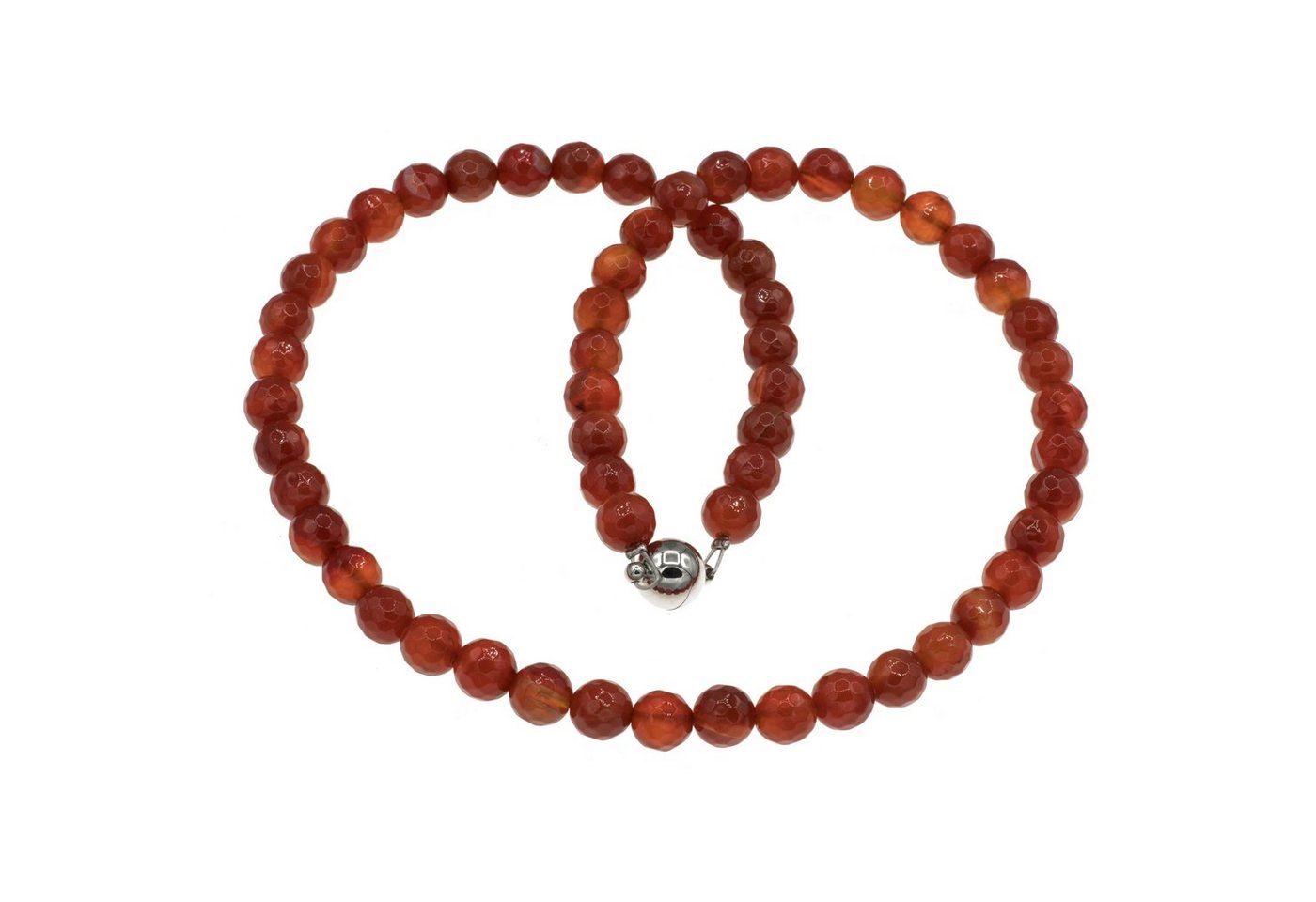 Bella Carina Perlenkette Kette mit facettierten Achat Perlen 8 mm dunkles rot, Magnetverschluss von Bella Carina