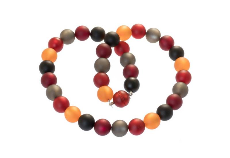 Perlenkette Polaris Perlen Kette 14 mm rot schwarz orange von Bella Carina