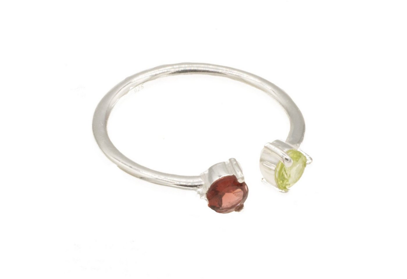 Bella Carina Silberring Ring mit Granat und Peridot 925 Silber offen, mit Granat und Peridot, verstellbar von Bella Carina