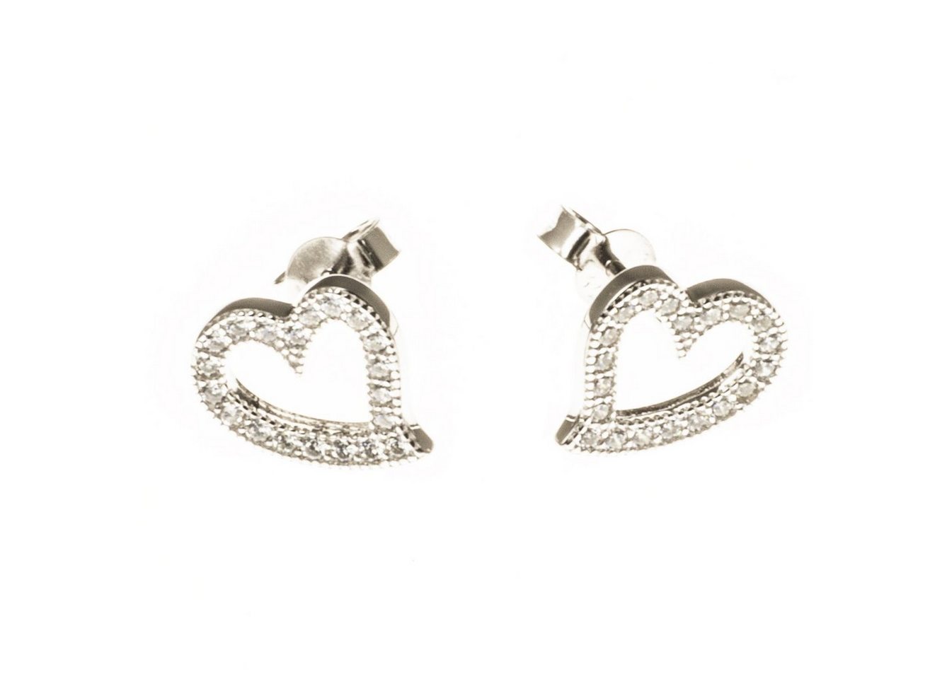 Paar Ohrstecker Ohrstecker Herz mit Zirkonia 925 Silber, 925 Silber von Bella Carina