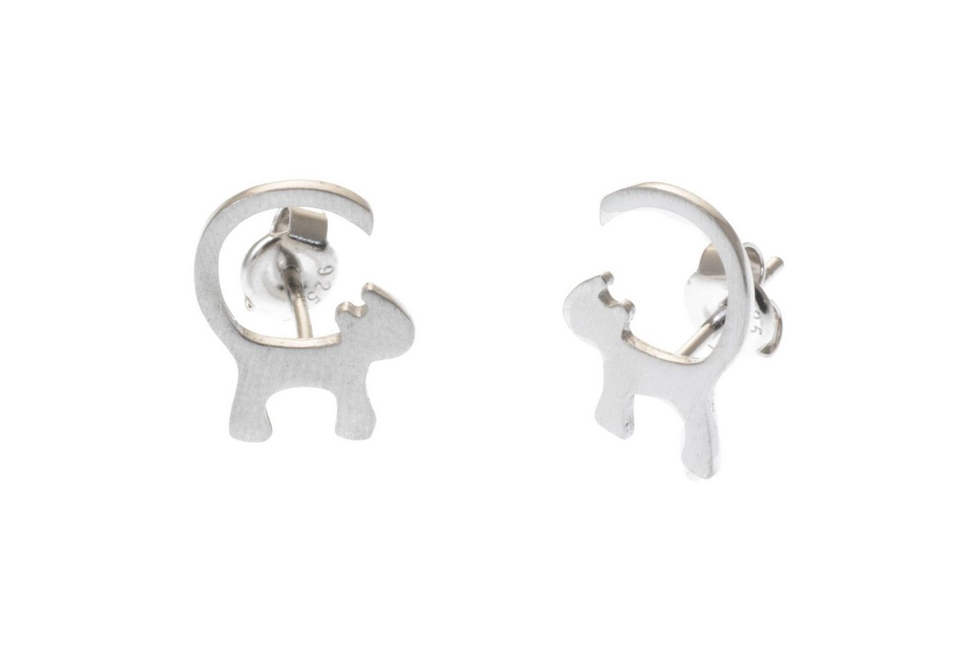 Paar Ohrstecker Ohrstecker Katze matt 925 Silber, 925 Silber von Bella Carina