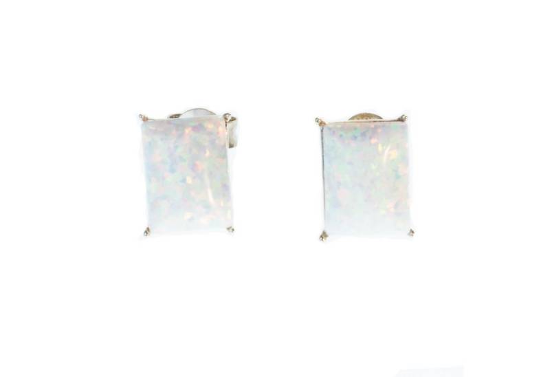 Paar Ohrstecker Ohrstecker Opal rechteckig hell von Bella Carina