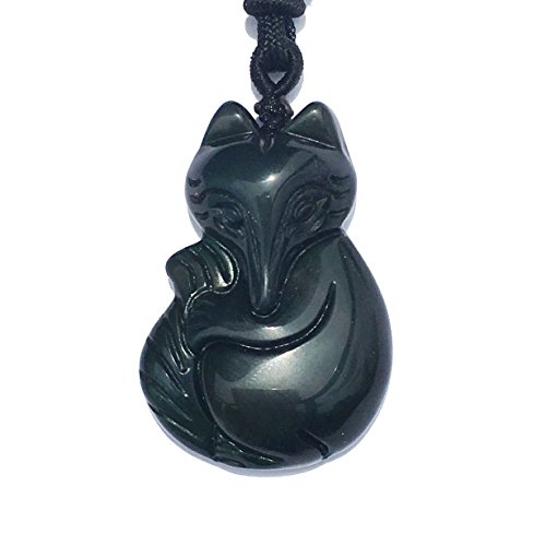 BELLA JADE Fuchs Anhänger Halskette Amulett Talisman aus schwarzem Obsidian Edelstein mit Halskette Kordel Bella Jade BELLA JADE Fuchs Anhänger Halskette Amulett Talisman aus schwarzem Obsidian Edelstein mit Halskette Kordel Bella Jade von Bella Jade