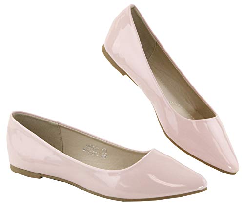 Bella Marie Angie Damen-Ballerinas mit spitzem Zehenbereich, klassische Ballerinas, (Dusty Rose Patent), 38.5 EU von Bella Marie