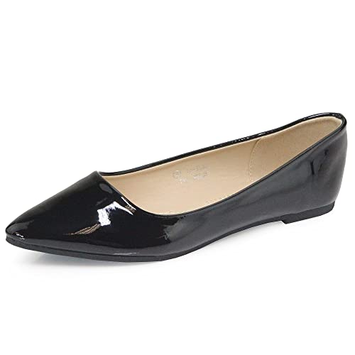 Bella Marie Angie Damen-Ballerinas mit spitzem Zehenbereich, klassischer Stil, Schwarz, schwarzer lack, 38 EU von Bella Marie