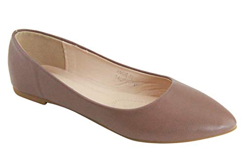 Bella Marie Angie Damen Klassische Pointy Toe Ballet Flache Schuhe, taupe, 39 EU von Bella Marie