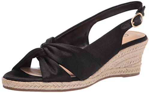 Bella Vita Damen Kimora Keilsandale, Schwarzer thailändischer Seidenstoff, 38.5 EU von Bella Vita