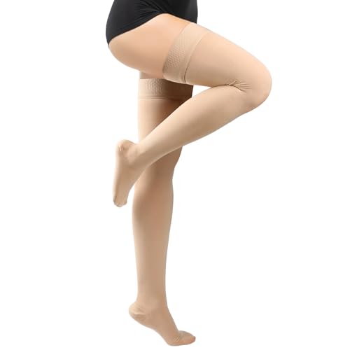 BellaAchtung Medizinische Kompressionsstrümpfe Damen Herren 20-30 mmHg Abgestufte Unterstützung, Stützstrümpfe Geschlossene Zehe Lang Oberschenkel Kompressionssocken für Krampfadern, Ödemen von BellaAchtung