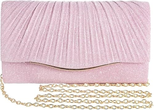 BellaBlend TELAIN Glitzernde Clutch Handtasche für Damen, Elegante Abendtasche für Hochzeit, Cocktail, Party & Festliche Anlässe, Mit Abnehmbarer Schulterkette, Vielseitig als Clutch (Rosa) von BellaBlend