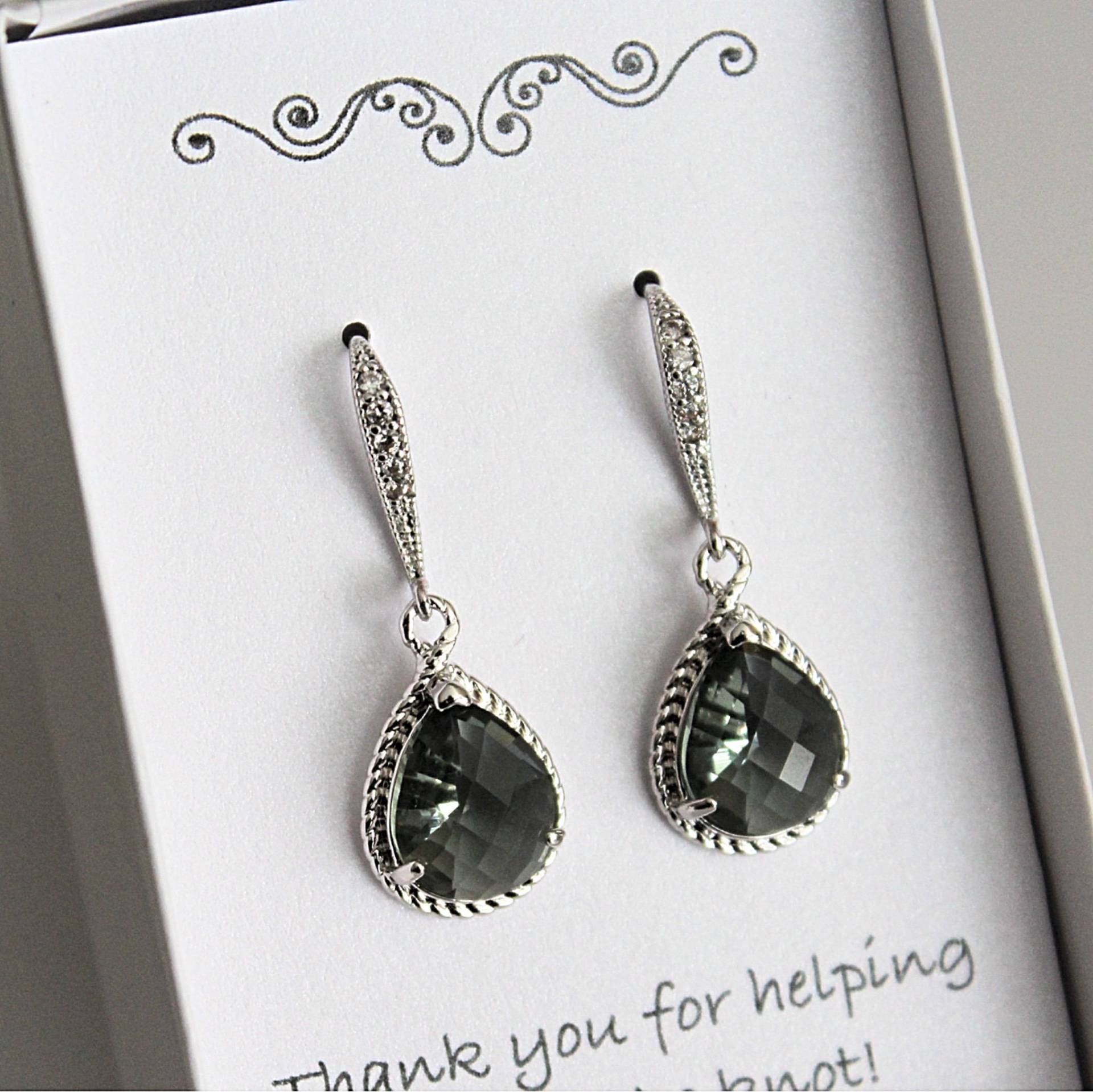 Graue Brautjungfer Ohrringe, Grau Schmuck, Geschenk, Graue Tropfen Baumseider Prom von BellaBoutiqueCrafts