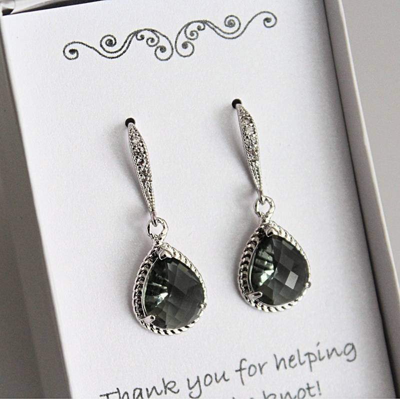 Graue Brautjungfer Ohrringe, Grau Schmuck, Geschenk, Graue Tropfen Baumseider Prom von BellaBoutiqueCrafts