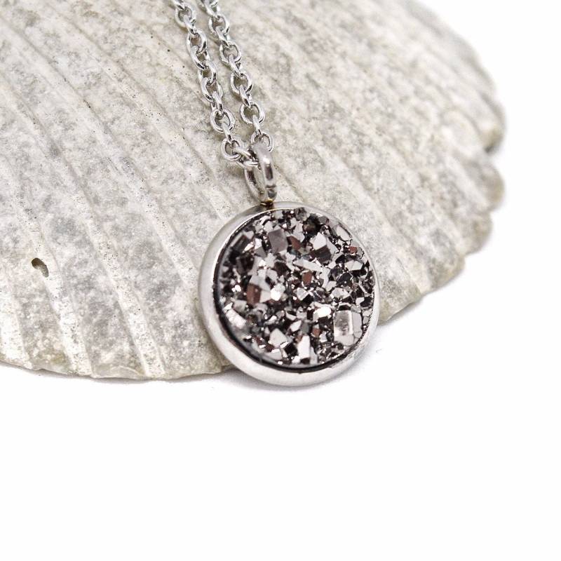 Gunmetal Halskette, Druzy Graue Brautjungfer Halskette Set, Ohrclip, Ohrstecker Gunmetal Halskette, Druzy Graue Brautjungfer Halskette Set, Ohrclip, Ohrstecker von BellaBoutiqueCrafts