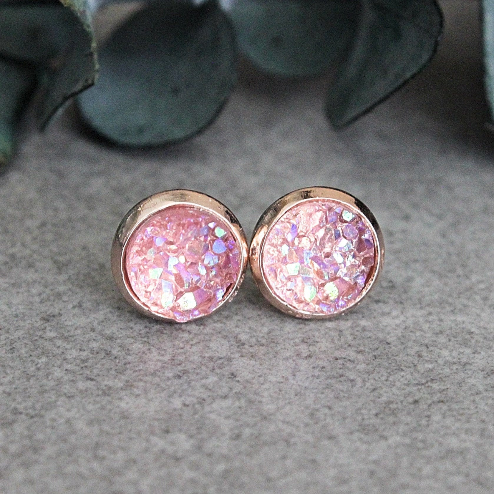 Rosa Und Roségold Ohrringe, Hellrosa Blassrosa Ohrstecker, Roségoldohrringe von BellaBoutiqueCrafts