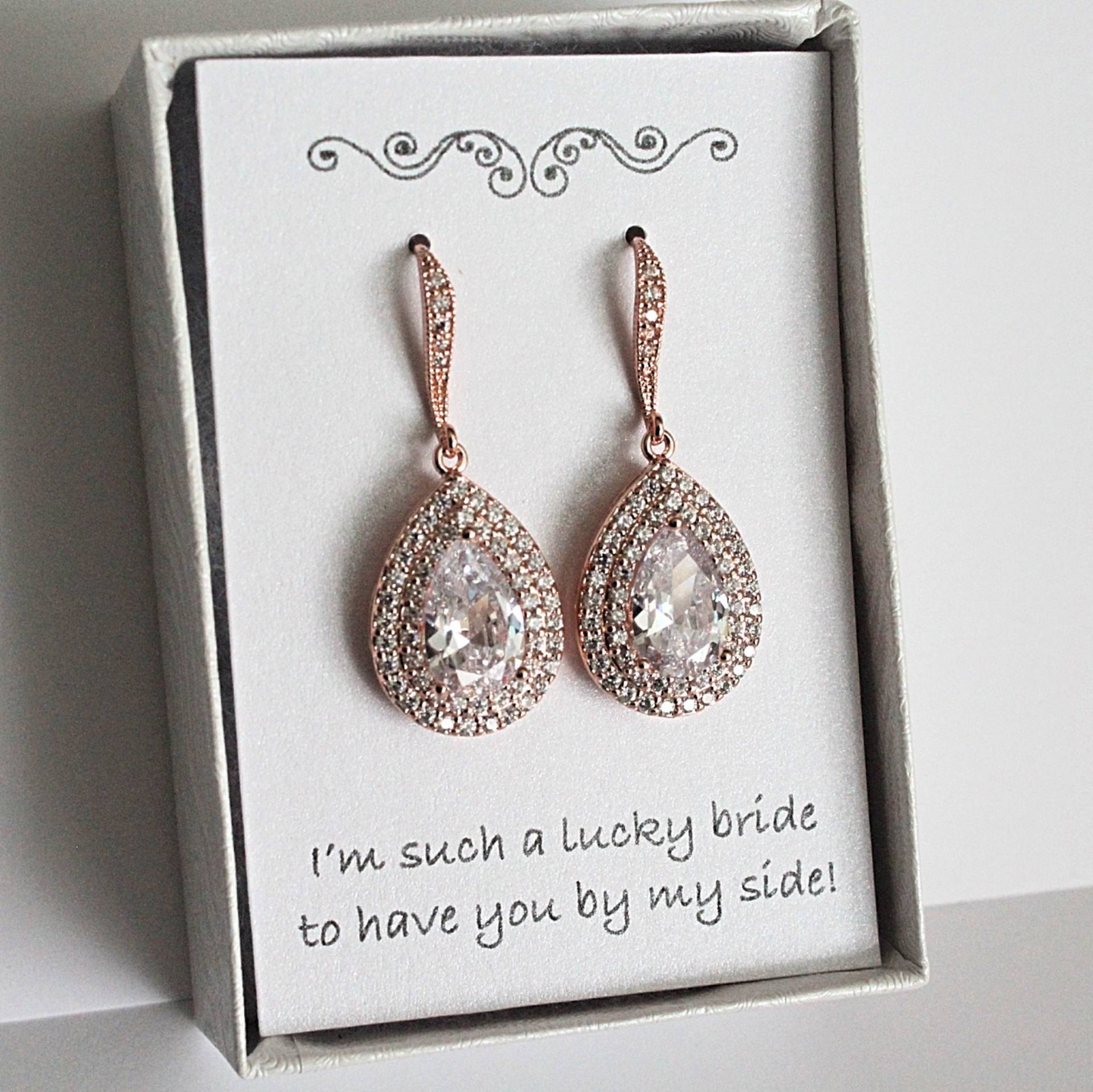 Rose Gold Braut Ohrringe, Trauzeugin Geschenk, Brautjungfer Tropfen Baumeln Rose Gold Braut Ohrringe, Trauzeugin Geschenk, Brautjungfer Tropfen Baumeln von BellaBoutiqueCrafts