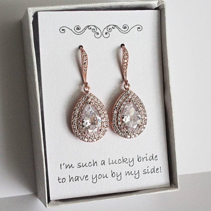 Rose Gold Braut Ohrringe, Trauzeugin Geschenk, Brautjungfer Tropfen Baumeln Rose Gold Braut Ohrringe, Trauzeugin Geschenk, Brautjungfer Tropfen Baumeln von BellaBoutiqueCrafts