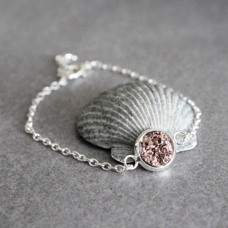 Rose Gold Druzy Armband, Brautjungfer Schmuck, Faux Armreif, Zierliche Armband Rose Gold Druzy Armband, Brautjungfer Schmuck, Faux Armreif, Zierliche Armband von BellaBoutiqueCrafts
