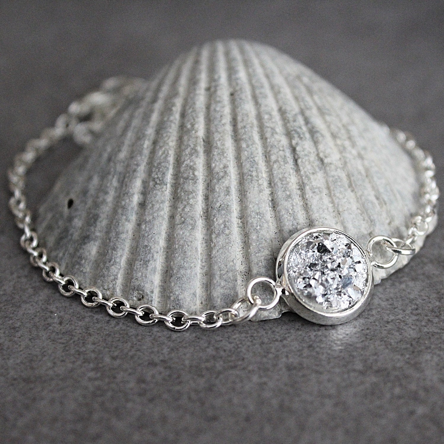 Silber Druzy Stein Armband, Armband Für Brautjungfer, Tochter, Geschenk Lehrer von BellaBoutiqueCrafts