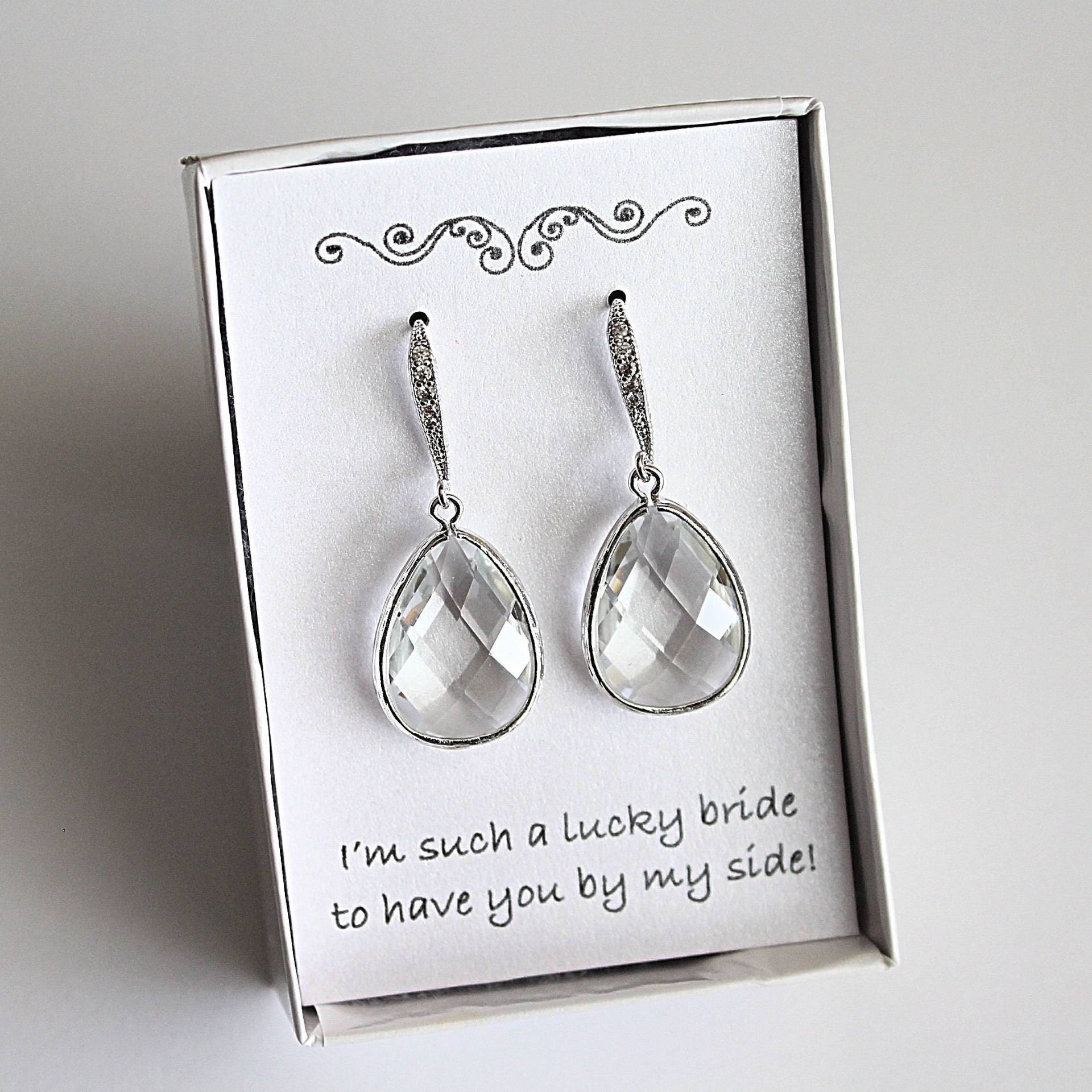 Trauzeugin Geschenk, Brautjungfer Klare Ohrringe, Braut Ohrringe von BellaBoutiqueCrafts