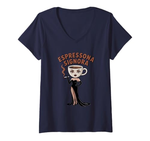 Damen Espressona Signora Italienisches BrainRot Meme T-Shirt mit V-Ausschnitt Damen Espressona Signora Italienisches BrainRot Meme T-Shirt mit V-Ausschnitt von BellaBrainrotDesigns