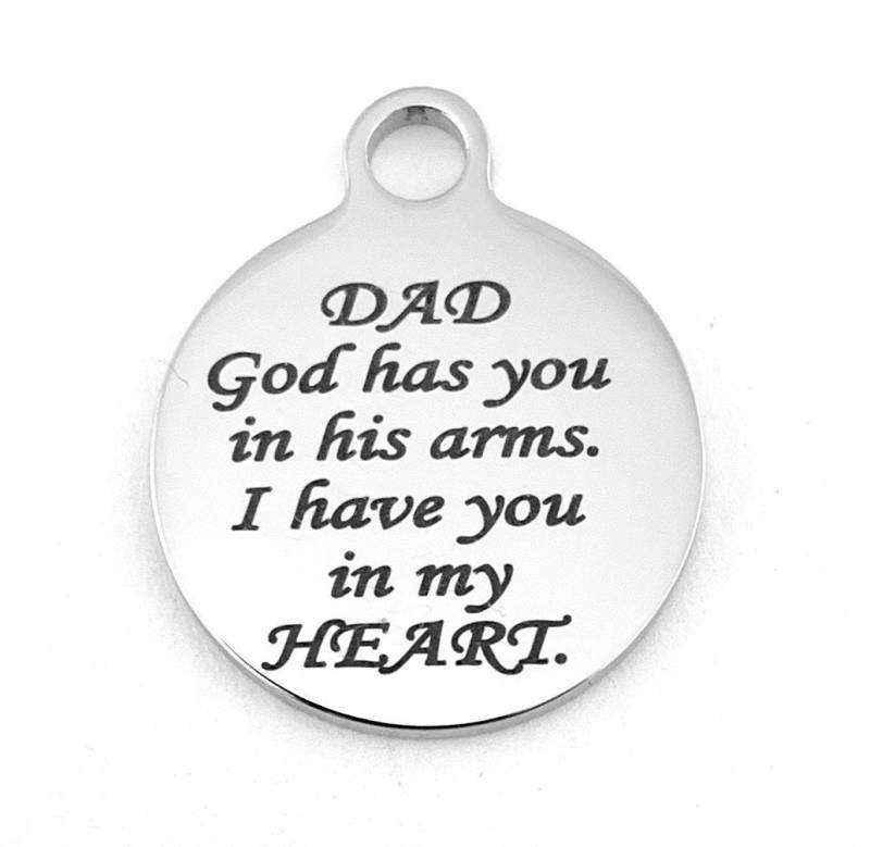 Papa Erinnerung Charme, Ehemann Gott Hat Dich in Seinen Armen, Ich Habe Meinem Herzen, Gravierte Rund, Edelstahl von BellaCharmShop