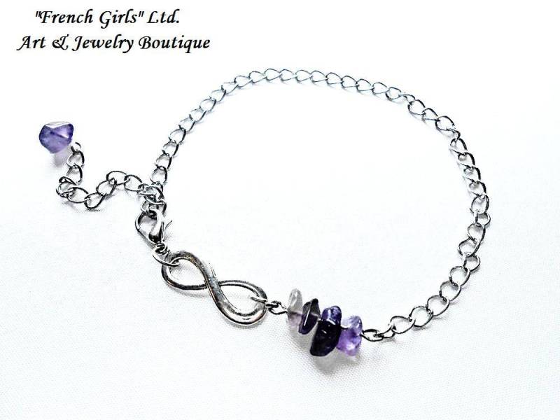 Personalisierte Fußkettchen Birthstone Infinity Fuß Armband Custom Geburtstag Stein Sternzeichen Horoskop Zeichen Rohe Edelstein Yoga Inspirierend von BellaDonnaBG