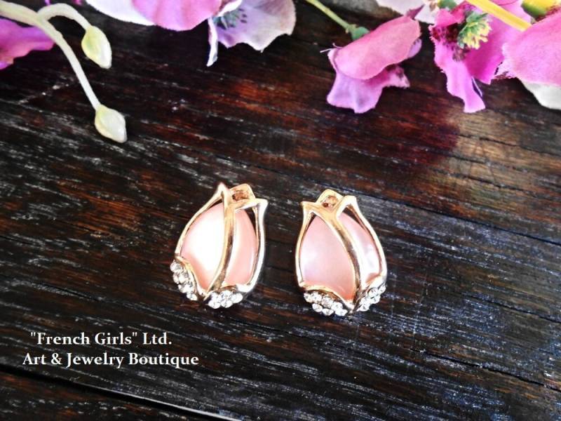 Rosa Opal Tupil Baumeln Ohrringe Gold Gefüllt Frauen Mädchen Geschenk Edelstein Kristall Blume Blumen Mode Trendy Schmuck Boho Ohrstecker von BellaDonnaBG