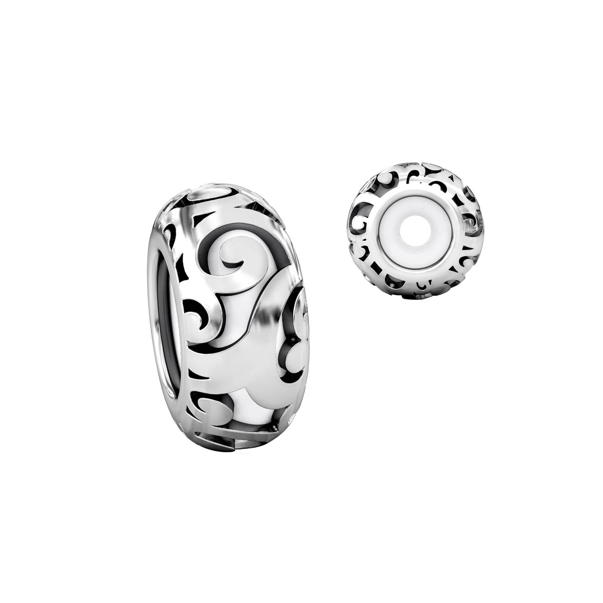 Silber Stopper Für Armreif Manschette Armbänder - Schriftrolle Design Silikon Kern 2Er Set von BellaFasciniBeads