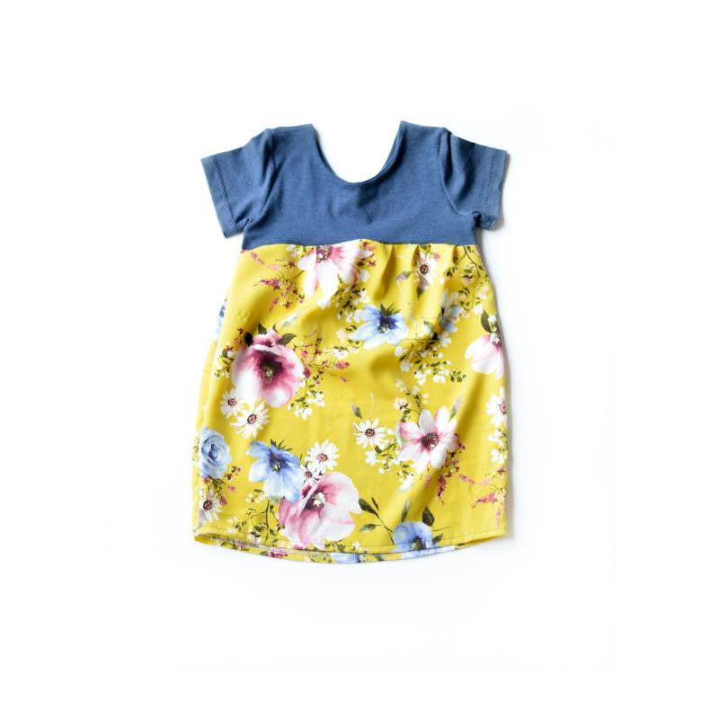 Marine Geblümten Kleid. Kurzarm-Blau Und Grün Herbst Kinder Kleider. Kleinkind-Kleider. Mädchen-Langarm-Kleid von BellaFestaCrafts