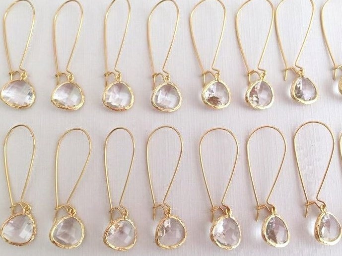 10 % Rabatt Auf Set 7 Hochzeit Schmuck Gold Crystal Clear Ohrringe, Klare Kristall, Brautjungfer Braut Hochzeitsohrringe von BellaJewelsInc