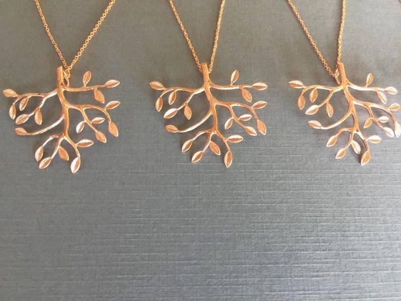 10 % Rabatt Auf Set Von 3 Hochzeit Schmuck Brautjungfer Earrings.bridal Rose Gold Halskette Baum Zweig Mom von BellaJewelsInc