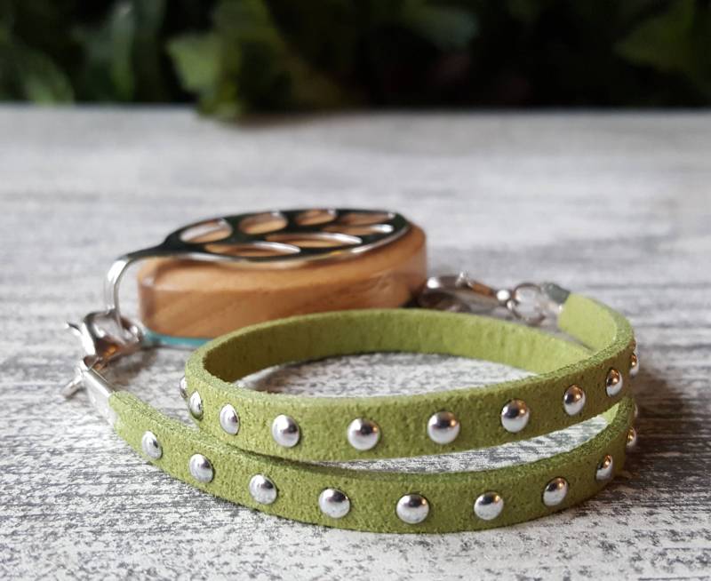 Frühlingsgrün Wildleder-Bolzen-Wickelarmband | Handgefertigter Wellness Schmuck Für Bellabeat Leaf Bella Blatt Co Frühlingsgrün Wildleder-Bolzen-Wickelarmband | Handgefertigter Wellness Schmuck Für Bellabeat Leaf Bella Blatt Co von BellaLeafCo