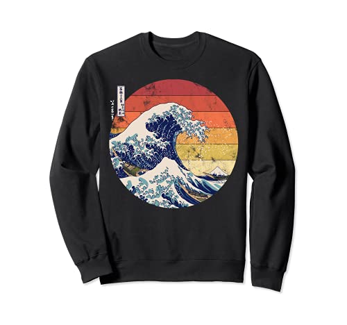 The Great Wave Kanagawa Hokusai Japanischer Retro Herren Sweatshirt von Die Great Wave Kanagawa | BellaMadison Tees