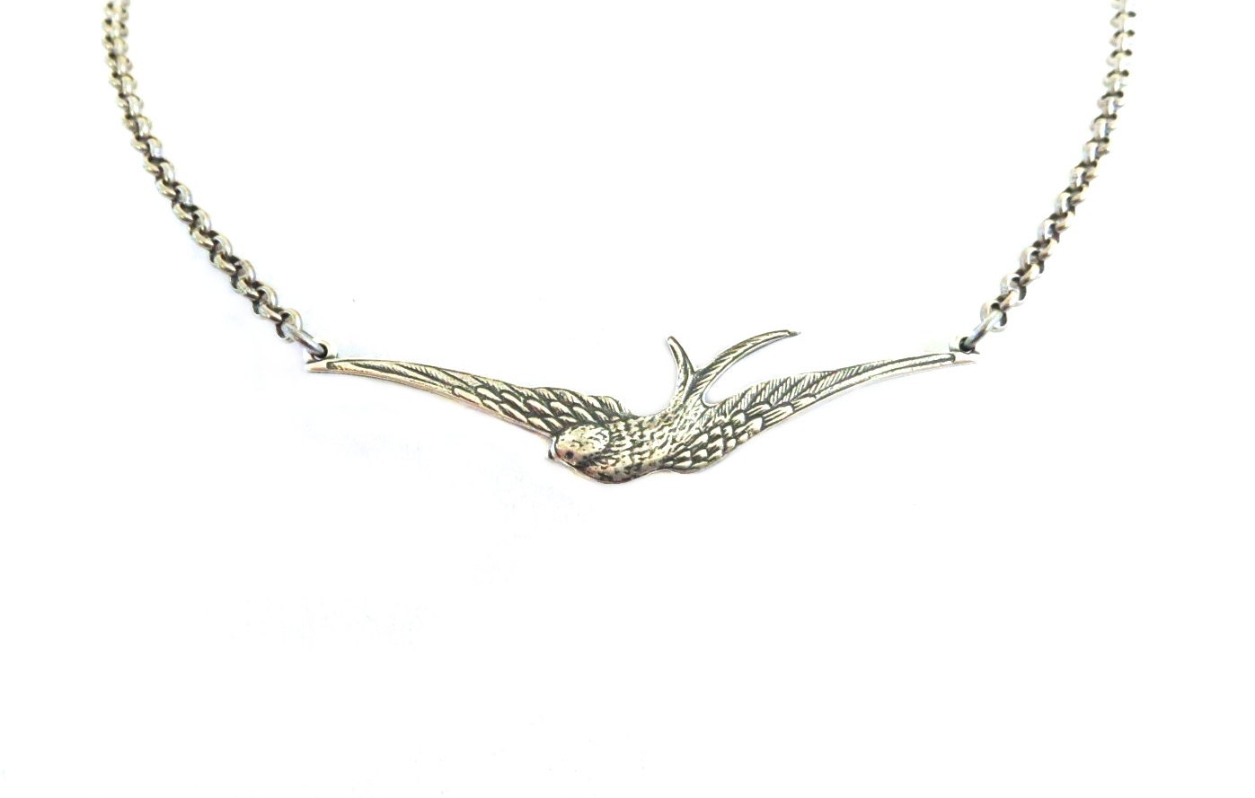 Spatz Halskette, Silber Finish, Vogel Halskette von BellaMantra