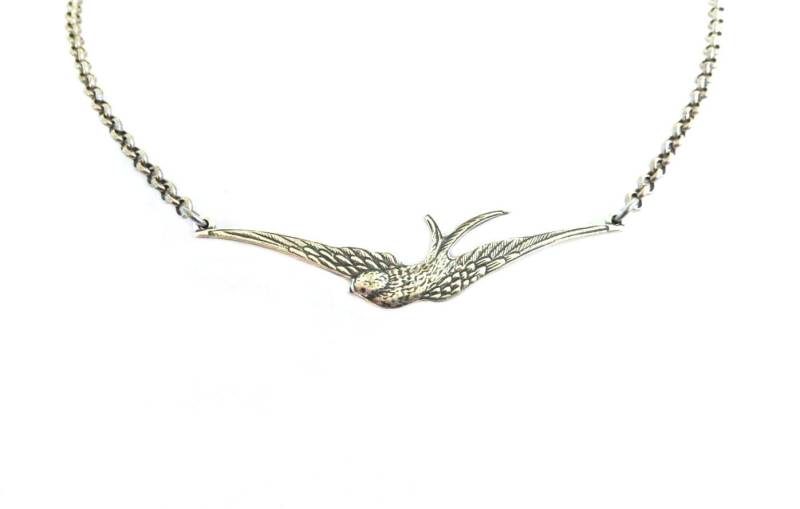 Spatz Halskette, Silber Finish, Vogel Halskette von BellaMantra