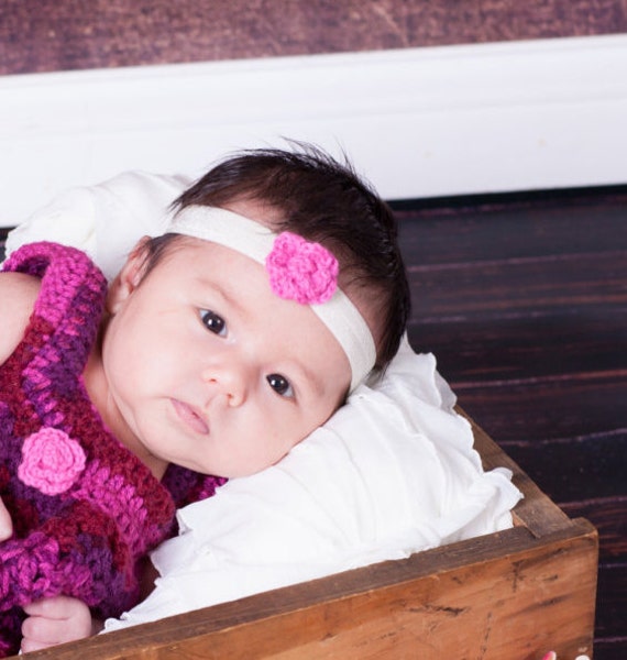 Baby Stirnband - Pink - Creme Baby Stirnband - Pink - Creme von BellaNBooDesigns