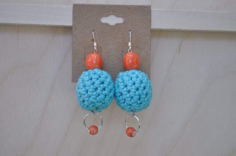 Ohrringe - Blau - Orange - Perle - Baumeln Ohrringe - Blau - Orange - Perle - Baumeln von BellaNBooDesigns
